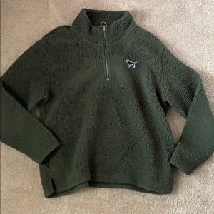 PINK Forest Green Sherpa Pullover